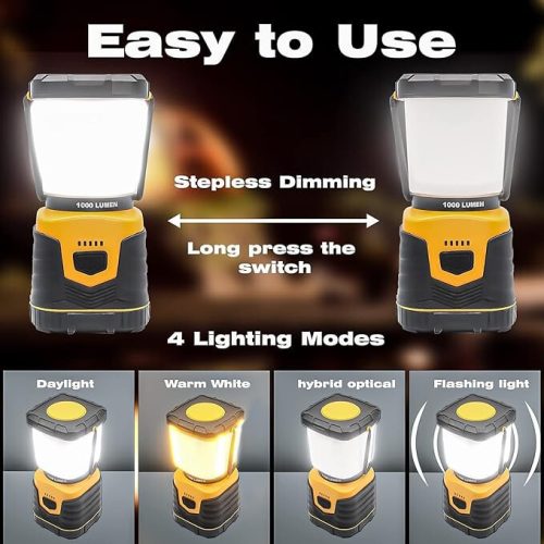 Pngos LED tragbare Campinglampe mit Akku 1000 Lumen (Orange)