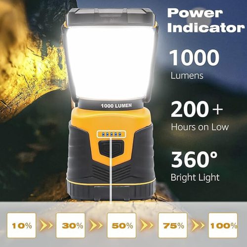 Pngos LED tragbare Campinglampe mit Akku 1000 Lumen (Orange)