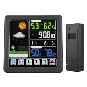   TS-3310 Drahtlose Wettervorhersagestation mit Wecker (Schwarz)
