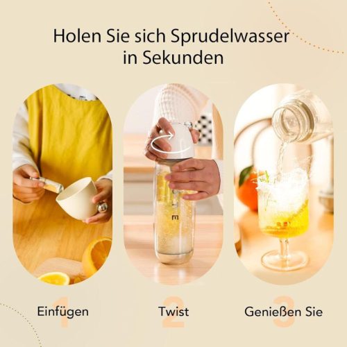 OTE Tragbare Getränkemaschine – mit 20 CO2-Kartuschen, Pink, 450 ml