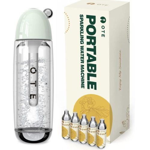 OTE Tragbare Getränkemaschine – mit 20 CO2-Kartuschen, grün, 450 ml