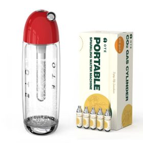   OTE Tragbare Getränkemaschine – mit 20 CO2-Kartuschen, rot, 450 ml