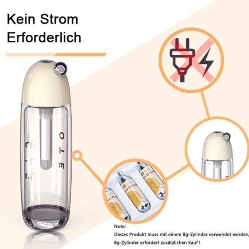 OTE Tragbare Getränkemaschine – mit 20 CO2-Kartuschen, rot, 450 ml