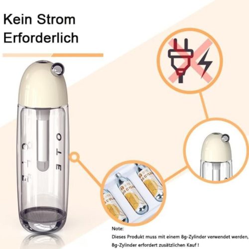 OTE Tragbare Getränkemaschine – mit 20 CO2-Kartuschen, blau, 450 ml