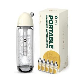   OTE Tragbare Getränkemaschine – mit 20 CO2-Kartuschen, gelb, 450 ml