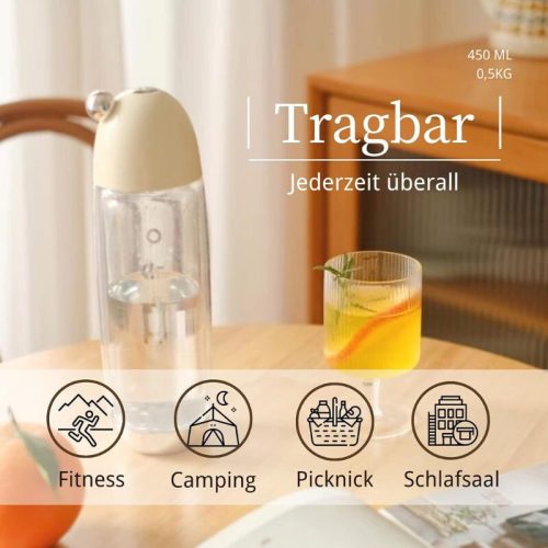 OTE Tragbare Getränkemaschine – mit 20 CO2-Kartuschen, Schwarz, 450 ml