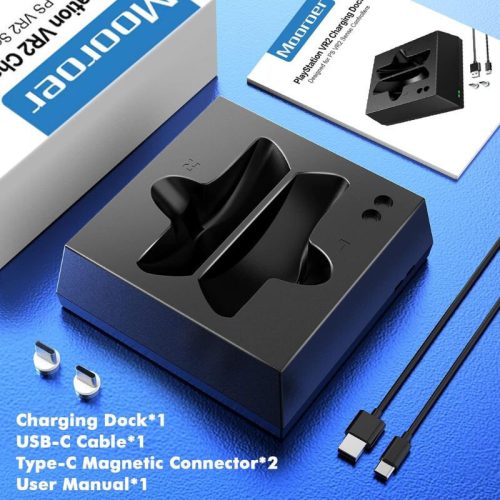 Mooroer PS VR2 Ladestation für Sony PS VR2 Sense Controller, Schwarz