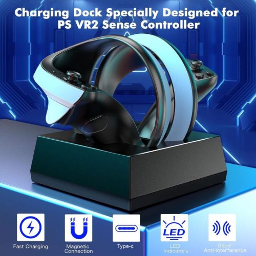 Mooroer PS VR2 Ladestation für Sony PS VR2 Sense Controller, Schwarz