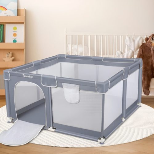 Tenckat Baby tragbarer Laufstall mit Haustiermatratze 130x130x68cm