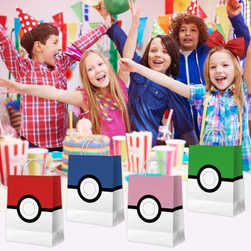 Azyre 16-teiliges Geburtstagsgeschenktüten-Set mit Pokemon-Ball-Motiven für Kinder