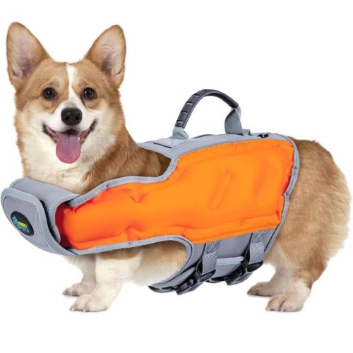 Ownpets Aufblasbare Hundeschwimmweste, M- Orange - Grau