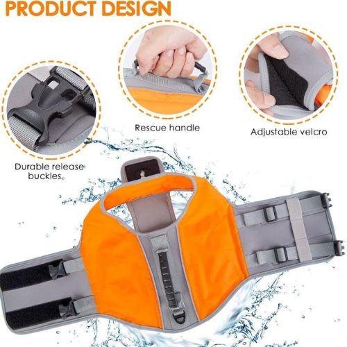 Ownpets Aufblasbare Hundeschwimmweste, M- Orange - Grau