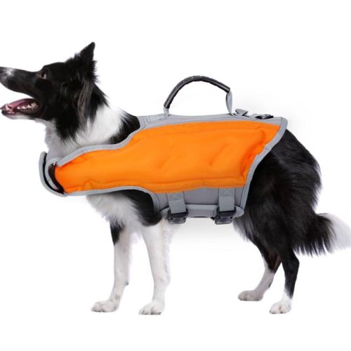 Ownpets Aufblasbare Hundeschwimmweste, XL - Orange - Grau