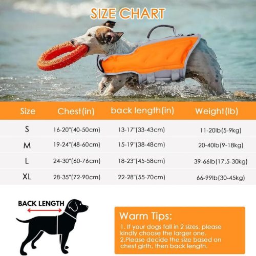 Ownpets Aufblasbare Hundeschwimmweste, XL - Orange - Grau