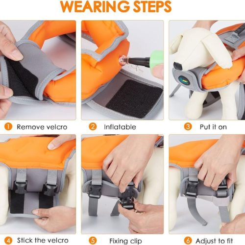 Ownpets Aufblasbare Hundeschwimmweste, XL - Orange - Grau