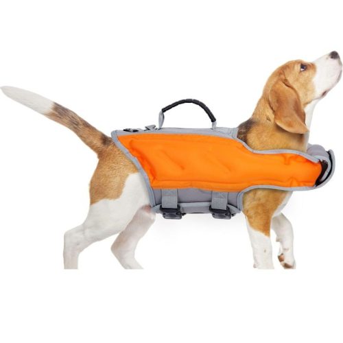 Ownpets Aufblasbare Hundeschwimmweste, L- Orange - Grau