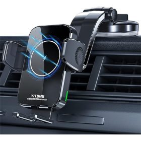   Yitumu A26 Kabelloses Auto-15-W-Qi-Telefonladegerät mit Saugnapf-Telefonhalter