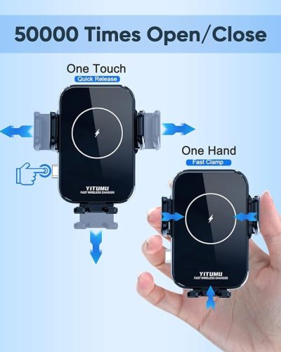 Yitumu A26 Kabelloses Auto-15-W-Qi-Handy-Ladegerät mit Saugnapfhalterung + Zigarettenanzünder-Adapter