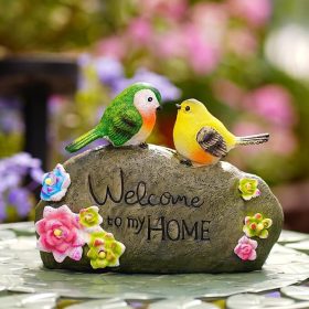   JeeYee Outdoor Bird Solar Dekolampe mit der Aufschrift „Welcome to My Home“.