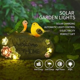   JeeYee Outdoor Bird Solar Dekolampe mit der Aufschrift „Welcome to My Home“.