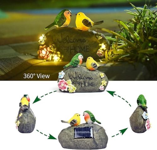 JeeYee Outdoor Bird Solar Dekolampe mit der Aufschrift „Welcome to My Home“.