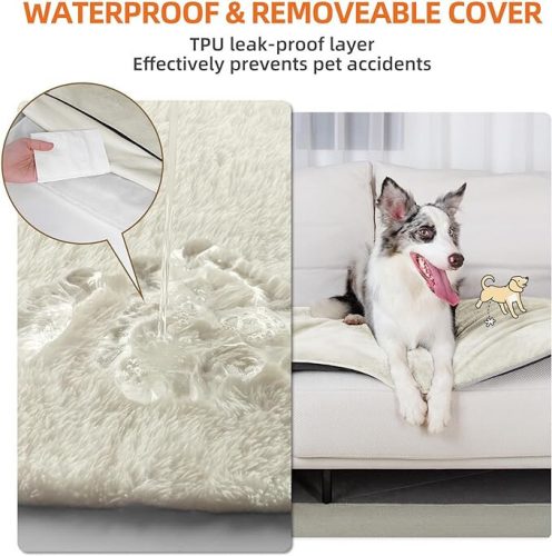 MoraPets Ultraweiche, wasserdichte Hundebettmatratze, 61 x 46 cm (Off White)