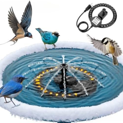 iKuchelife Winter-Vogelheizung mit Springbrunnen, 250 W, Schwarz