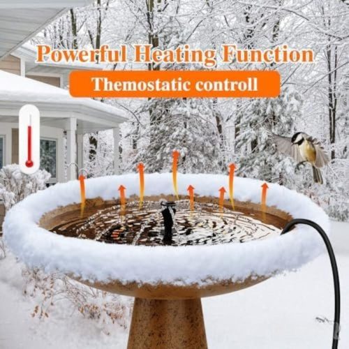 iKuchelife Winter-Vogelheizung mit Springbrunnen, 250 W, Schwarz