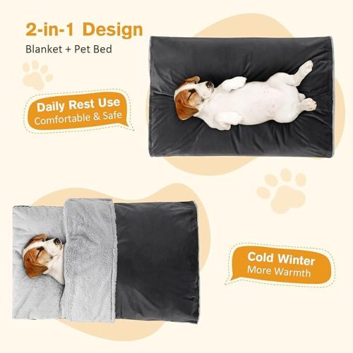 Pecute Selbstheizendes Haustierbett mit waschbarer Decke XL (Grau)