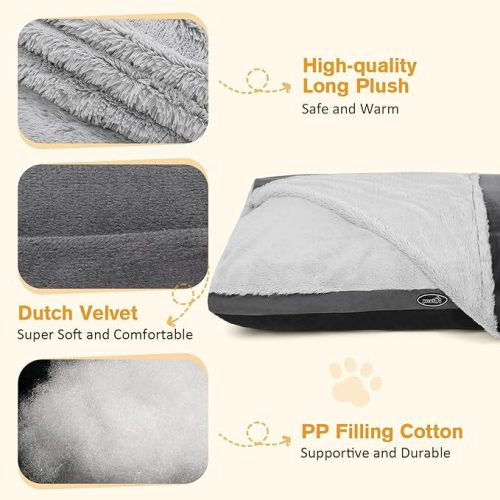 Pecute Selbstheizendes Haustierbett mit waschbarer Decke XL (Grau)