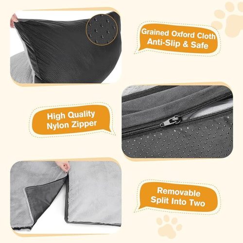 Pecute Selbstheizendes Haustierbett mit waschbarer Decke XL (Grau)