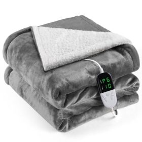  OneAmg Elektrische Heizdecke – Flanell-Heizdecke 160 x 180 cm, Grau