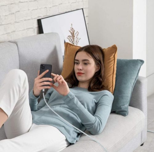 iPhone Ladegerät geflochtenes Nylon 4 Stück: 1m (weiß-grau)