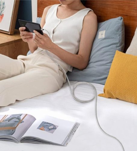 iPhone Ladegerät geflochtenes Nylon 4 Stück: 1m (weiß-grau)