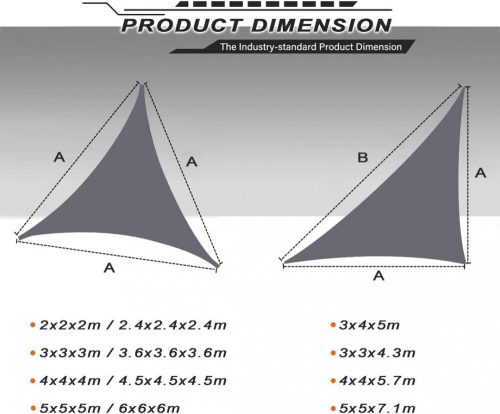 SunnestLife Wasserdichtes, UV-beständiges, dreieckiges Sonnensegel 6x6x6m (Grau)