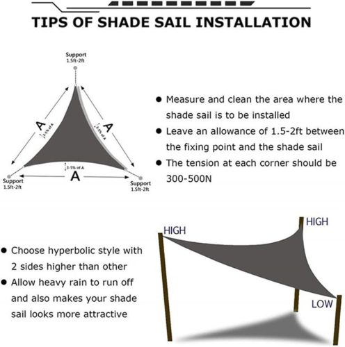 SunnestLife Wasserdichtes, UV-beständiges, dreieckiges Sonnensegel 6x6x6m (Grau)